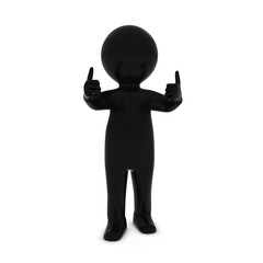 Black 3D Man Character with Two Thumbs Up 3D Illustration