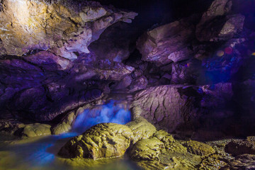 Underground stream in flooded cave Head of Otap, Abkhazia, Georgia