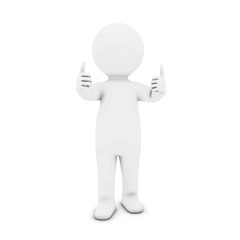 White 3D Man Character with Two Thumbs Up 3D Illustration