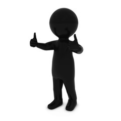 Black 3D Man Character with Two Thumbs Up 3D Illustration