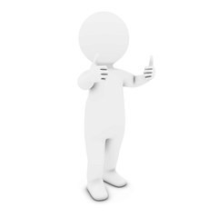 White 3D Man Character with Two Thumbs Up 3D Illustration