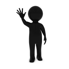 Black 3D Man Character Waving 3D Illustration
