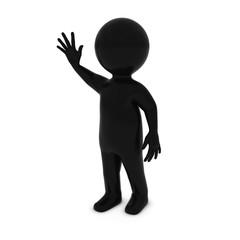 Black 3D Man Character Waving 3D Illustration