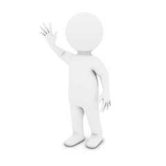 White 3D Man Character Waving 3D Illustration
