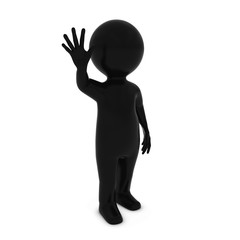 Black 3D Man Character Waving 3D Illustration