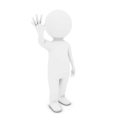 White 3D Man Character Waving 3D Illustration