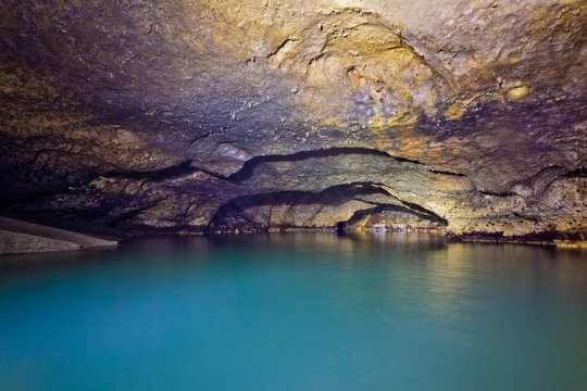 Inside flooded cave Head of Otap, Abkhazia, Georgia