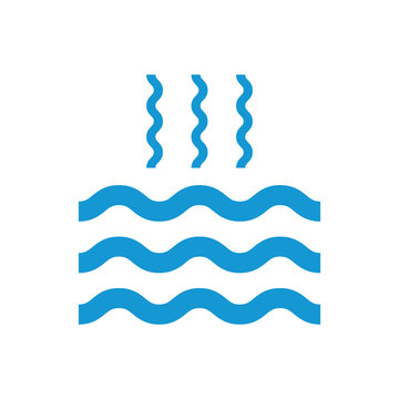 Abstract waves of water and evaporation flat icon. Blue. Vector illustration