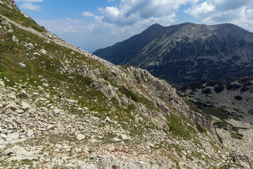 Fototapeta na wymiar Panorama From Banderitsa pass to Todorka peak, Pirin Mountain, Bulgaria