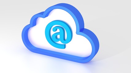 Cloud symbol with email symbol inside global communication