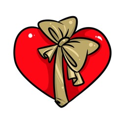 Love Heart Gift bow cartoon illustration isolated image
