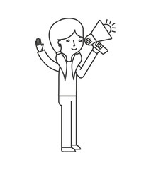 young woman with megaphone character vector illustration design