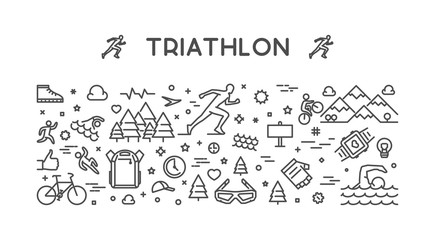 Vector line horizontal concept for triathlon