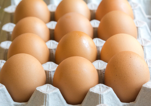 close up eggs from chicken in the package