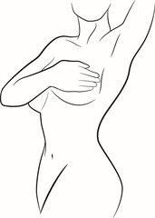 Women in breast self exam