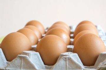 close up eggs from chicken in the package