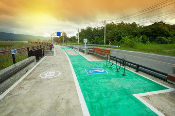 bike lane, bicycle lane with lake beside ,walking lane,15 km/h speed limit