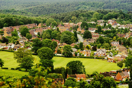 aerial view of english village