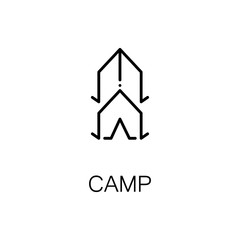 Camp flat icon or logo for web design.