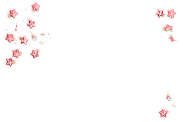 Minimal flat lay Christmas ornaments Broken baubles