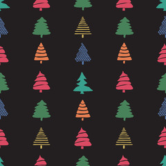 Seamless pattern with hand drawn pine fir branches