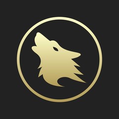 Golden Wolf Silhouette Logo or Icon