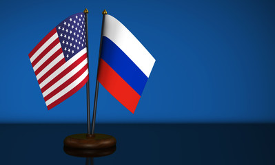 USA And Russia Desk Flags