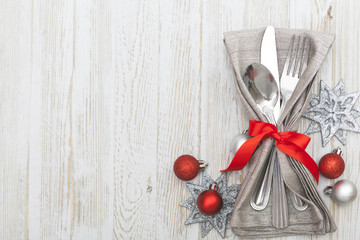 Christmas Meal Table Setting Background