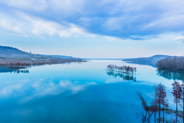 panoramic view of river in natural park of Xuyu,Jiangsu province,China.
