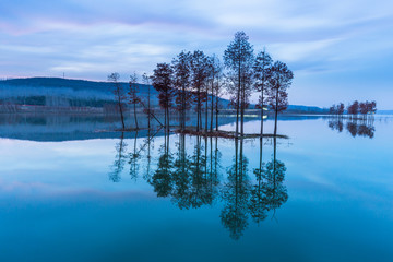 panoramic view of river in natural park of Xuyu,Jiangsu province,China.