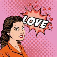 Woman cartoon with bubble icon. Pop art style comic retro and expression theme. Vector illustration