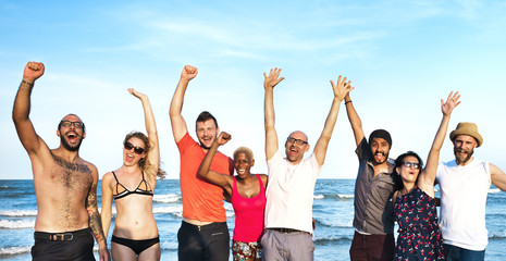 Young People Standing Near Sea Concept