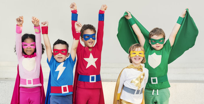 Superheroes Cheerful Kids Expressing Positivity Concept © Rawpixel.com