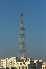 Telephone Tower  in residential neighborhood in Hyderabad,India