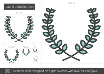 Laurel branches line icon.