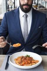 Business Person Dining Indoors Concept