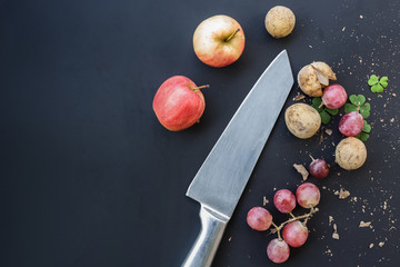 Deluxe food background. Food photography different fruits. Copy