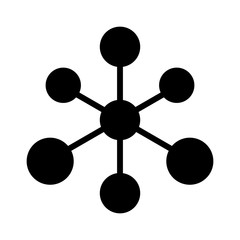 Octahedral molecule or chemical compound with six bonding partners flat icon