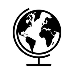 Geographical map globe with planet earth flat icon for apps and websites - obrazy, fototapety, plakaty