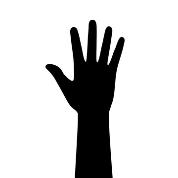 Person or student with their hand raised flat icon for apps and websites