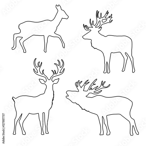 &quot;Hirsch Hirsche Rotwild Geweih Set Vektor Umriss