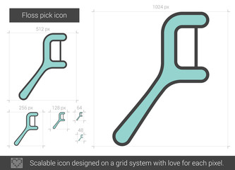 Floss pick line icon.