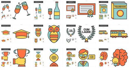 Education line icon set.