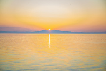 Stunning sunset on lake Baikal.