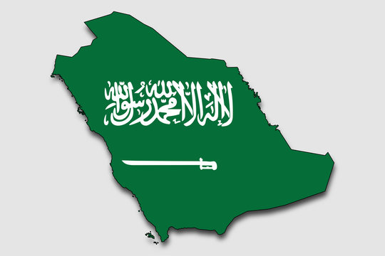 Map of Saudi Arabia, Filled with the National Flag 