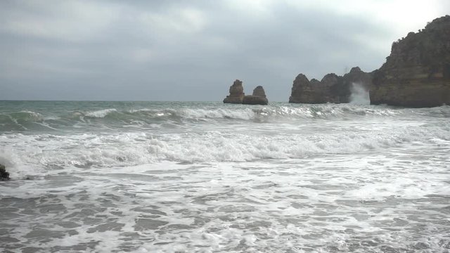 Atlantic coast. Video recorded on a Sony camera with a frequency of 250 frames per second (S-Log2). S-Log2 is a gamma curve that keeps the image flat for grading.