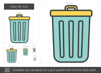 Clean bin line icon.
