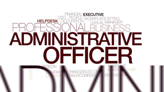 Administrative officer animated word cloud. Kinetic typography.