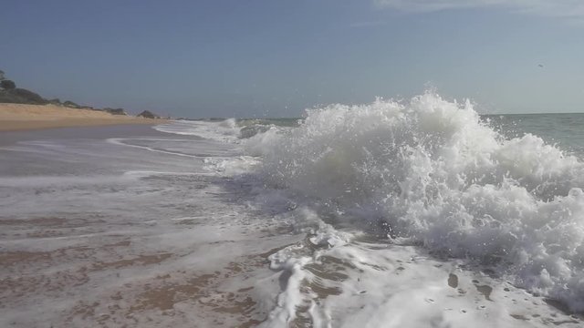 Atlantic coast. Video recorded on a Sony camera with a frequency of 250 frames per second (S-Log2). S-Log2 is a gamma curve that keeps the image flat for grading.