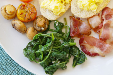 Close up view of classic English breakfast